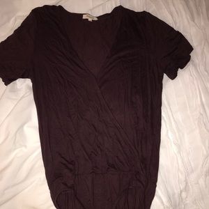 Madewell Maroon Short Sleeve Bodysuit